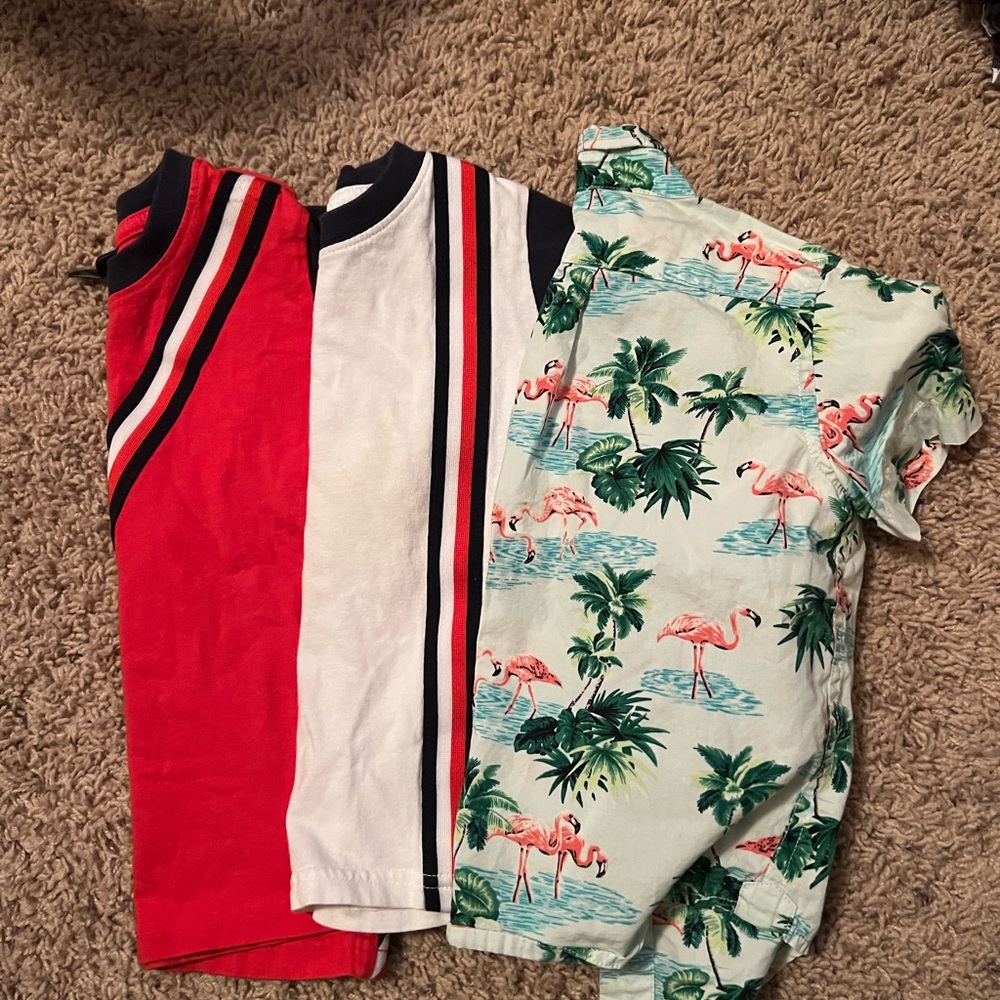 Janie and Jack Red, White, and Green Kids Shirts